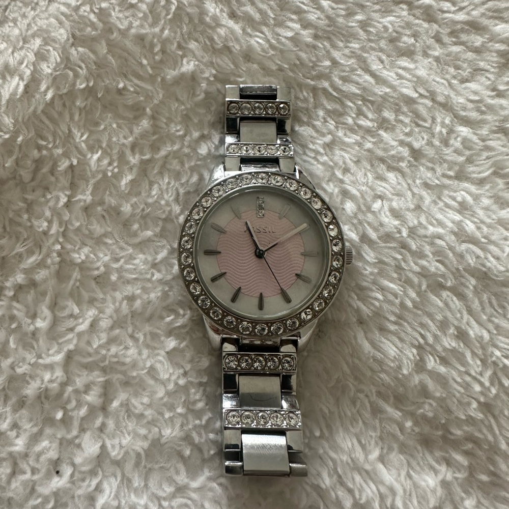 Fossil Women's Silver and Pink Watch